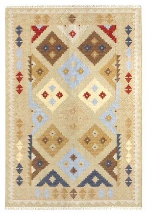 RugVista Serafina, Tapis, 200 x 300 cm, Rectangulaire, Poil Ras, Salle de séjour, à Manger, Chambre, Nettoyage Sec Seulement, Certifié Care & Fair, Beige