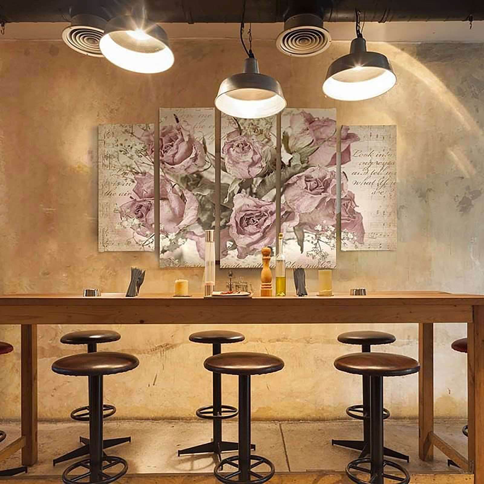 Tableau roses sur l'arrière-plan de la notation musicale - 250 x 120 cm - 4