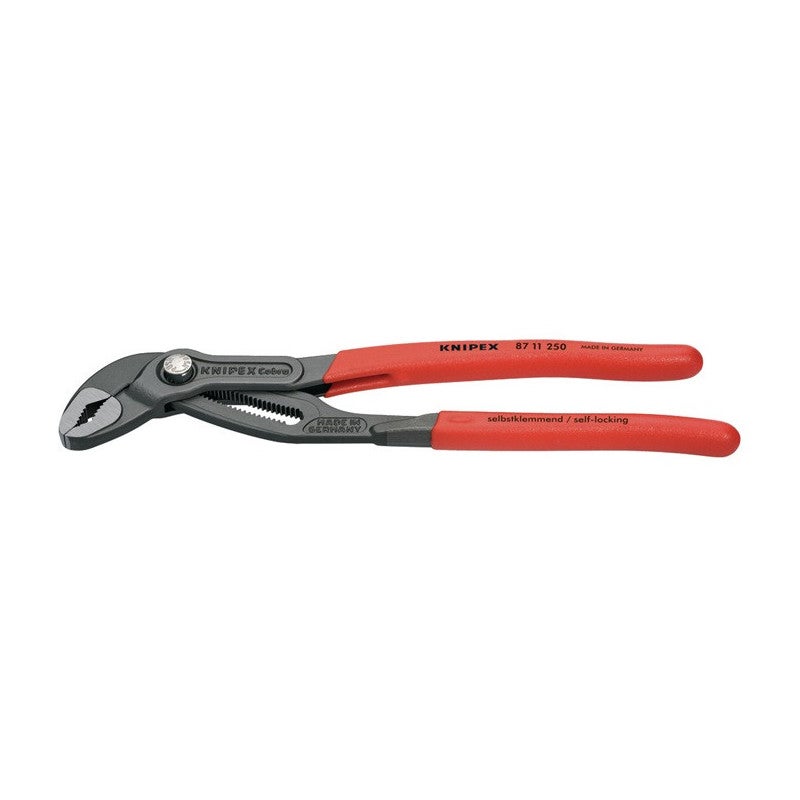 Szczypce nastawne do pomp wodnych Knipex 87 11 250 Cobra®...matic z powłoką antypoślizgową z tworzywa sztucznego, szare, 250 mm (87 11 250)