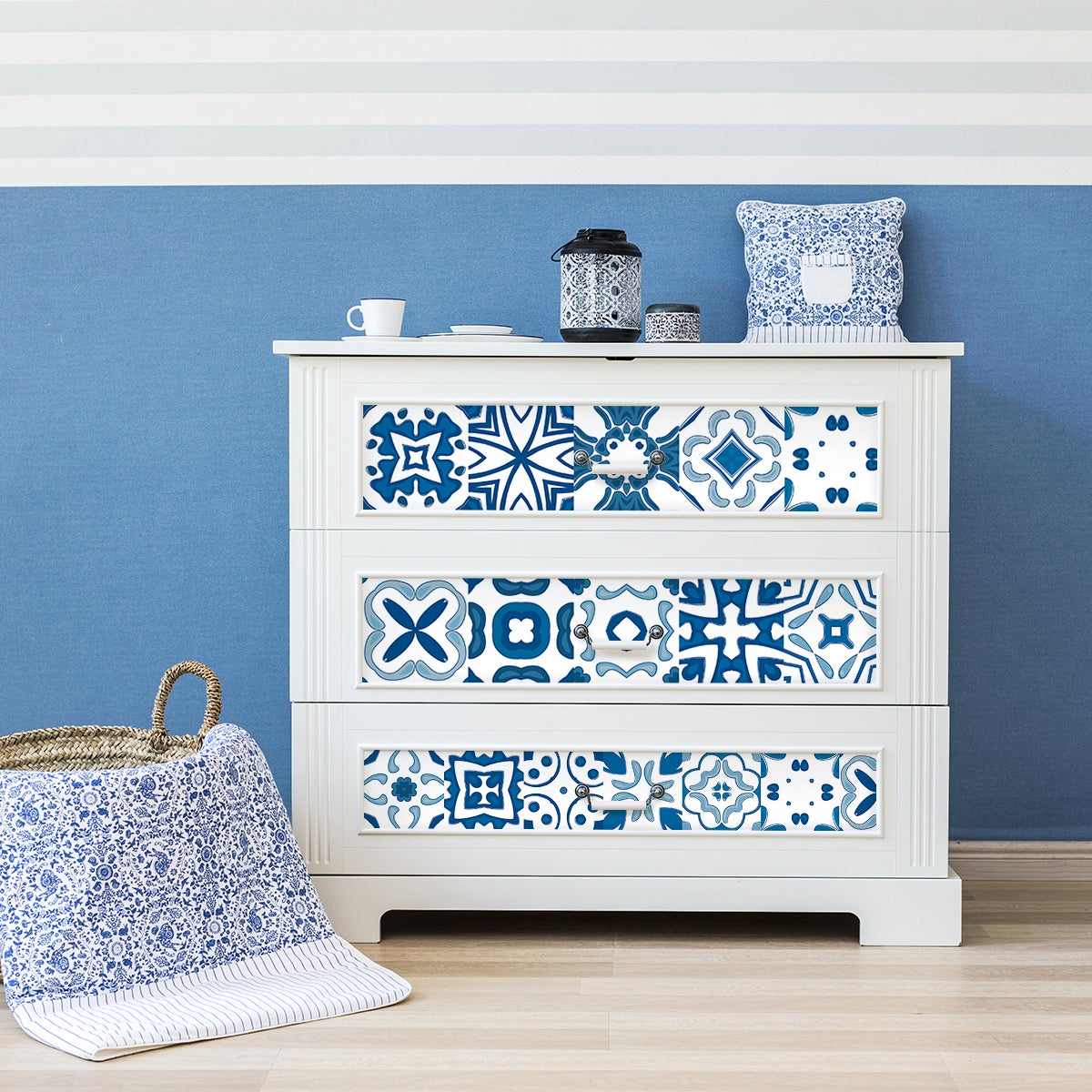 24 vinilos baldosa de cemento muebles noelia - adhesivo de pared - revestimiento sticker mural decorativo - 24stickers10x10cm