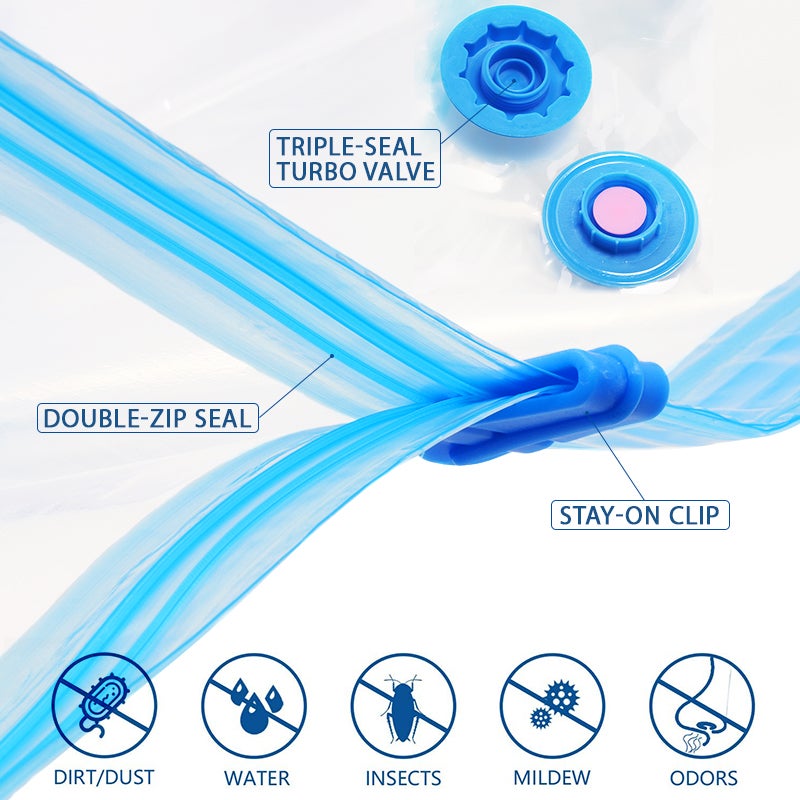 5pcs sac de rangement sous vide sac de rangement maison organisateur pliable joint compressé sac d'économie de voyage, 60x40cm - 4