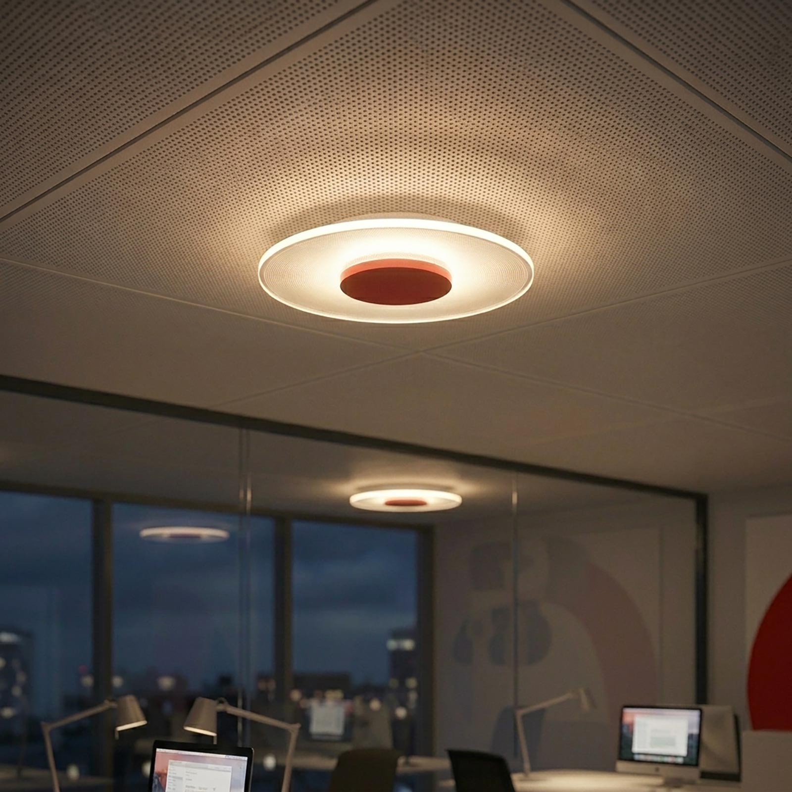 Lámpara de techo LED moderna Roja pared 24W luz cálida de 3000K para ...