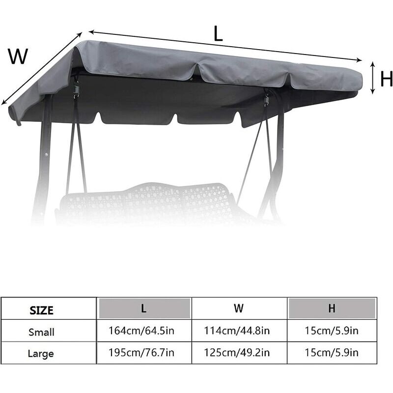 Toit de Rechange pour Balancelle de Jardin 3 Places, Universel Toile de Rechange pour Balancelle Jardin Exterieur, Imperméable Protection - 3