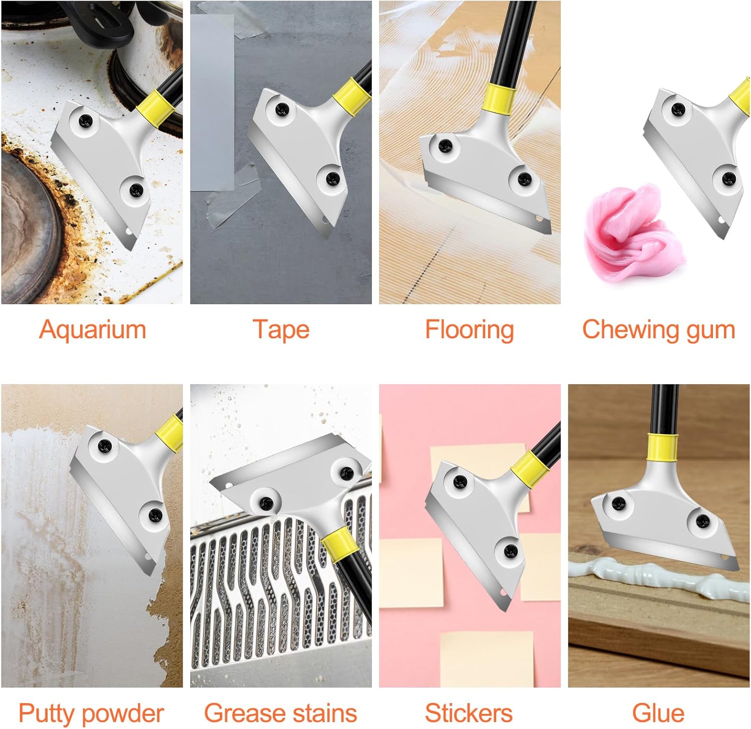 Skrobak do szkła, skrobak do farby, skrobak do płyt grzewczych z funkcją wybijania otworów, skrobak do płyt indukcyjnych z długim uchwytem, czyszczeni - 5