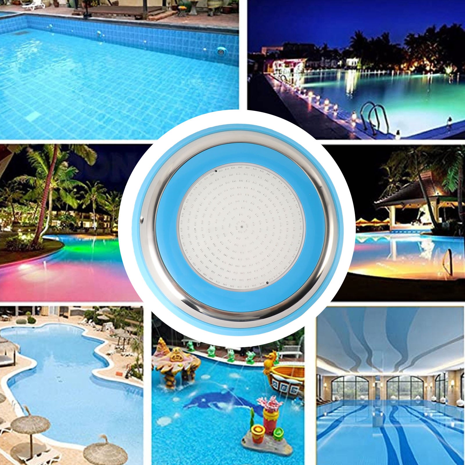 18W RGB LED lumière de piscine IP68 étanche piscine sous-marine lumière LED RGB sans fil télécommande lampe sous-marine AC12V bleu - 2
