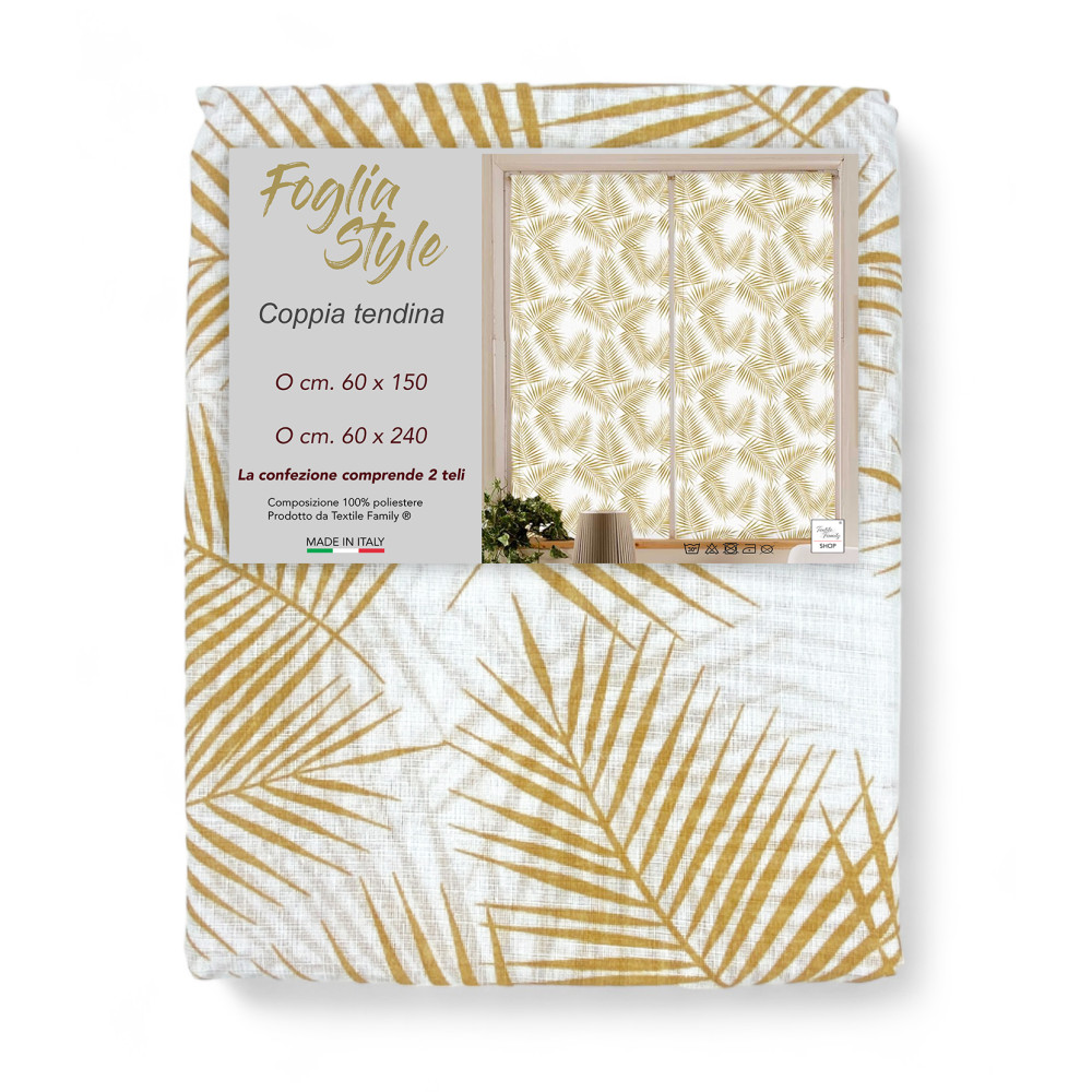 Tex Family Tendina Vetro Coppia (2 Teli) – Modello Ajour Beige 45x230 Cm – Semitrasparente, Poliestere Bouclè, Made In Italy