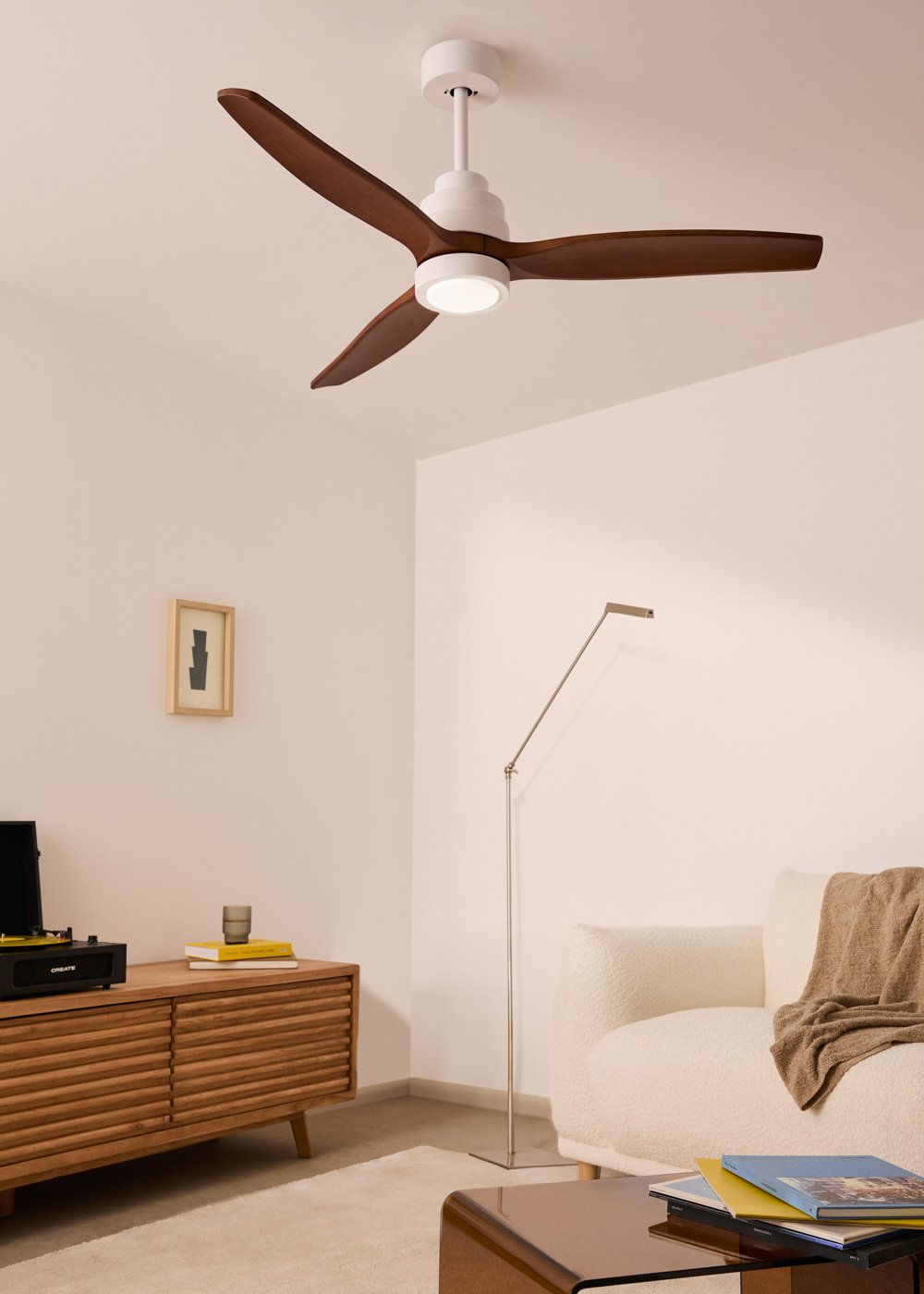 WINDSTYLANCE DC - Ventilateur de Plafond 40W Silencieux Ø132 cm - Avec lumière et contrôleur mural + télécommande - 3