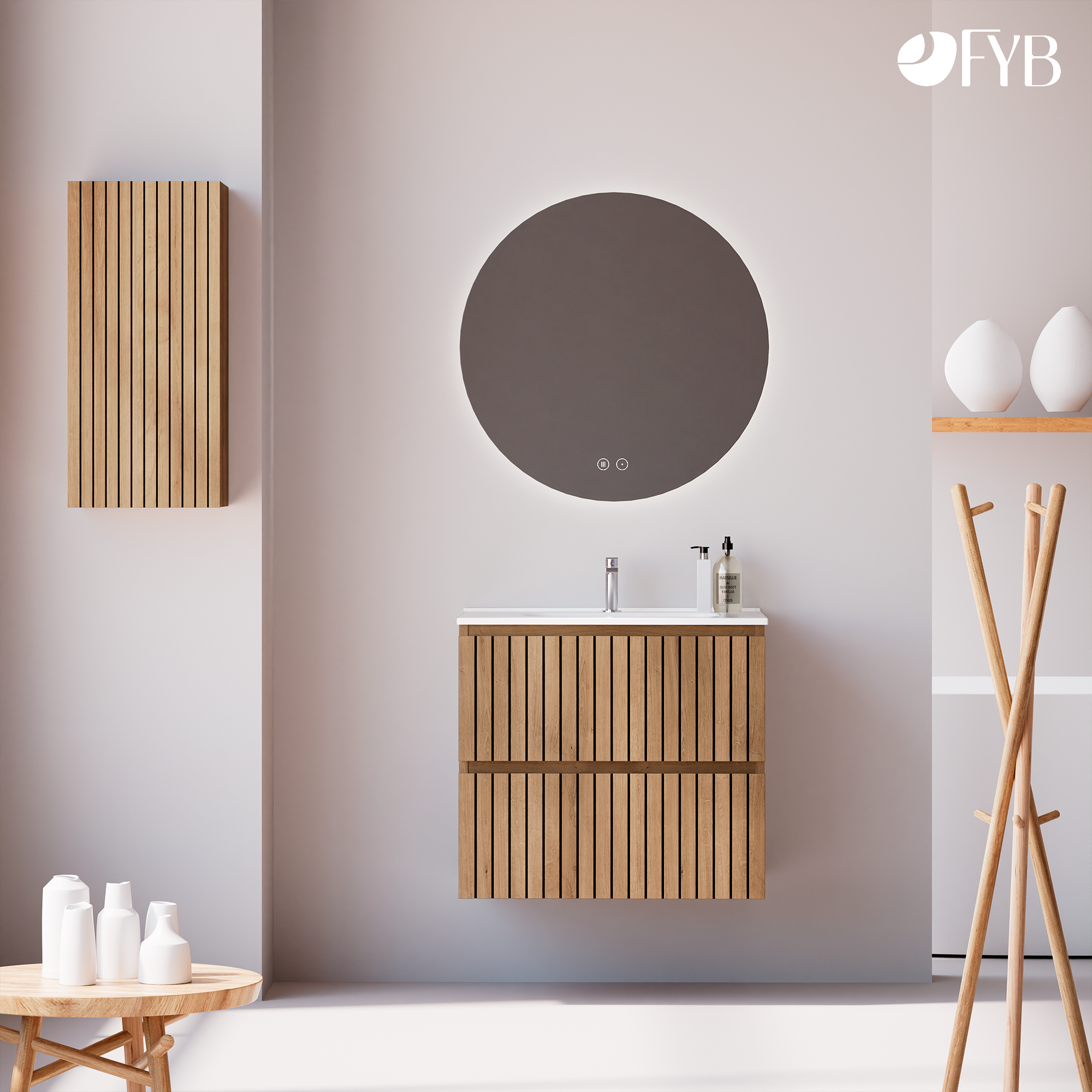 Feel Your Bath, Espejo de Baño Redondo con Luz LED Regulable 60cm, con Interruptor Táctil, Antivaho y Apagado Automático - Fácil de Instalar - 6