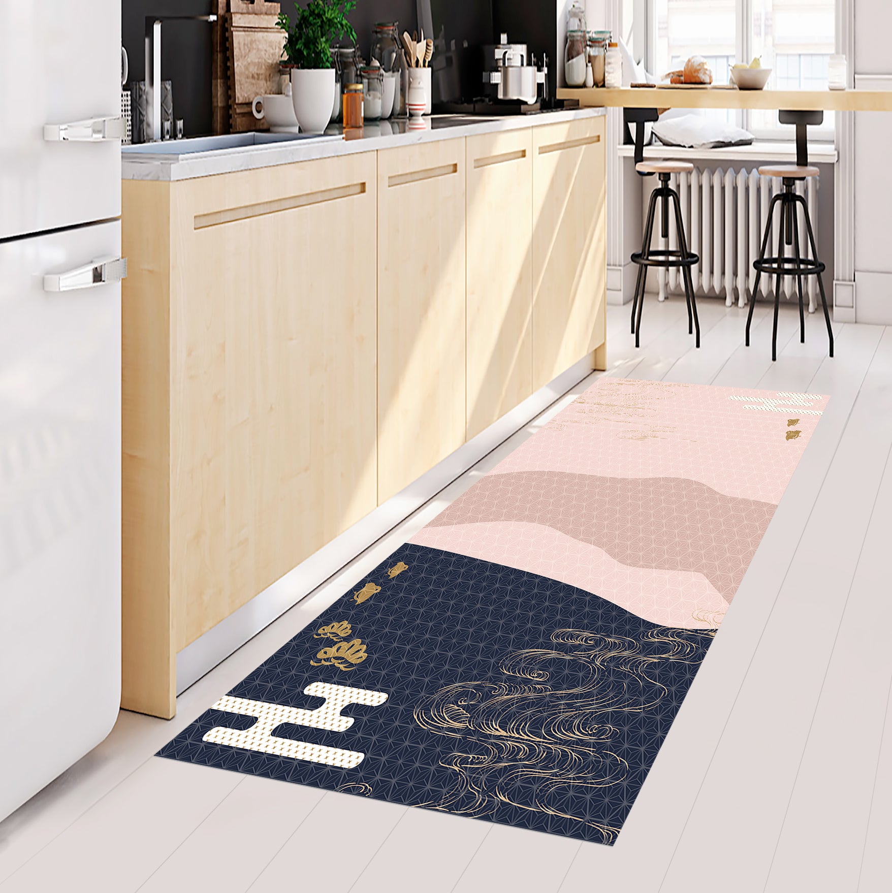 Alfombra de vinilo, okinawa 66x180 cm - pvc antideslizante, lisa impresa, vinilica para cocina o salón, lavable