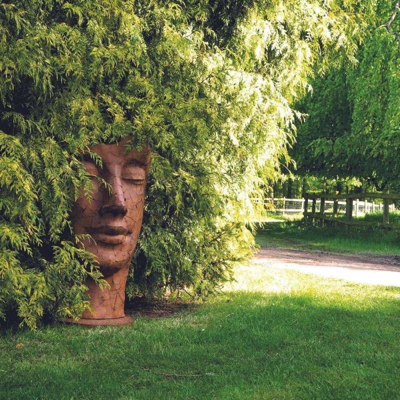 Statue visage métal mosaïque 108 cm - Brun - 4