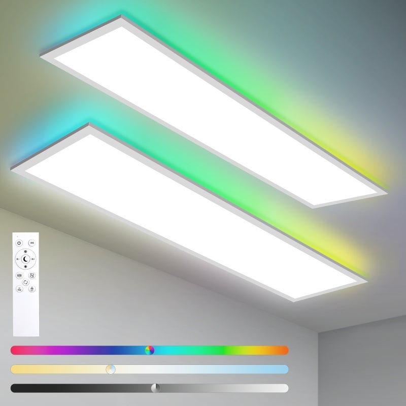 LOVHAUS 2-Pack 30W 3300LM Panel LED RGB Smart | 100*25CM 3000-6500K Regulowany, Oświetlenie Wewnętrzne