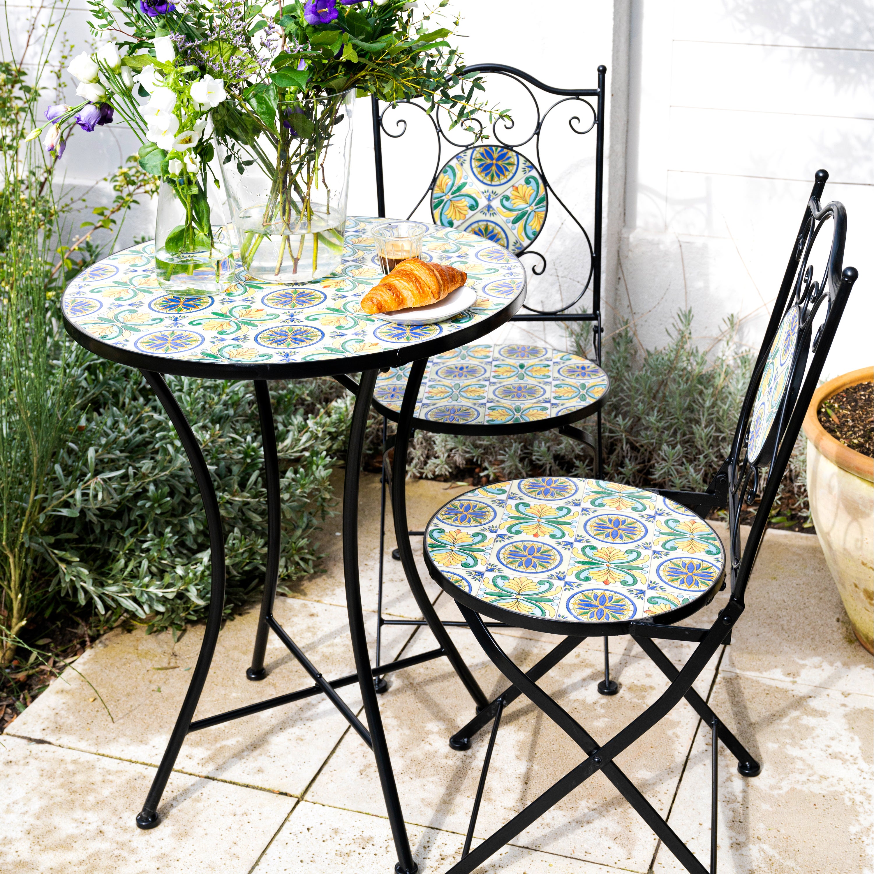 Axi Amélie Table Bistrot, Bleue/Jaune | Salon De Jardin Bistrot, Table Bistrot Mosaique Pour Jardin/Balcon/Terrasse - 6