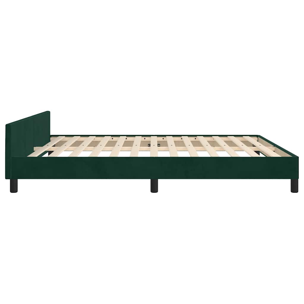 Cadre de lit sans matelas Vert foncé Velours - 8