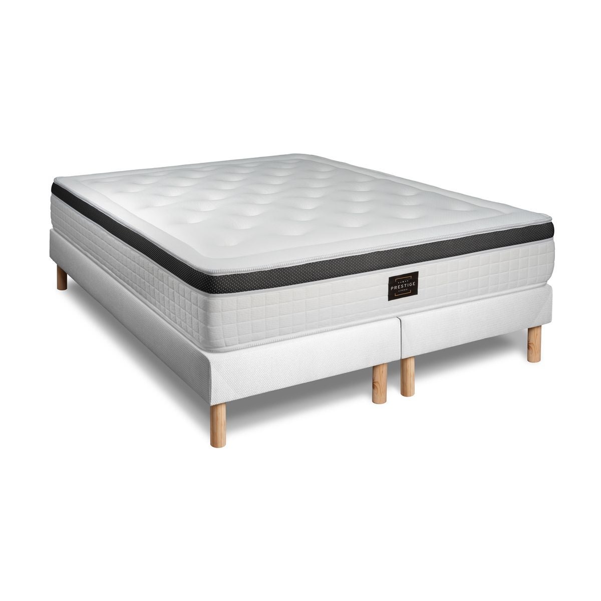 Ensemble matelas 160 x 200 cm Privilège - Mémoire de forme - Ep : 26 cm - Equilibré - sommier Blanc - 2