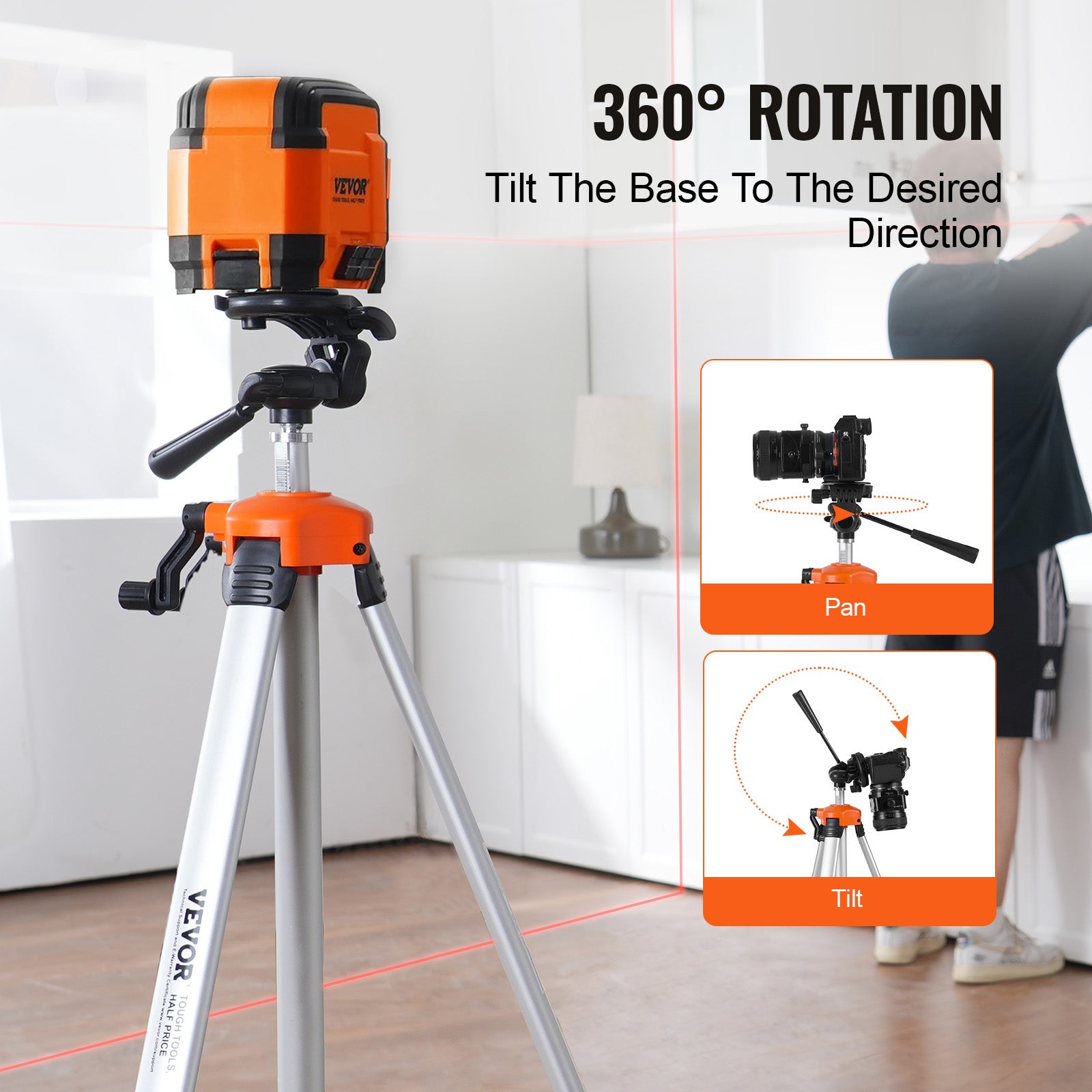Trépied de niveau laser,support fileté VEVOR 1/4 x 20,réglage de la hauteur de 27,36