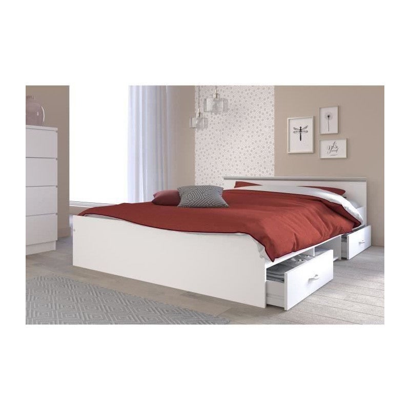 PARISOT Lit adulte contemporain blanc mat - l 140 x L 190 cm - ZODIAC - 2