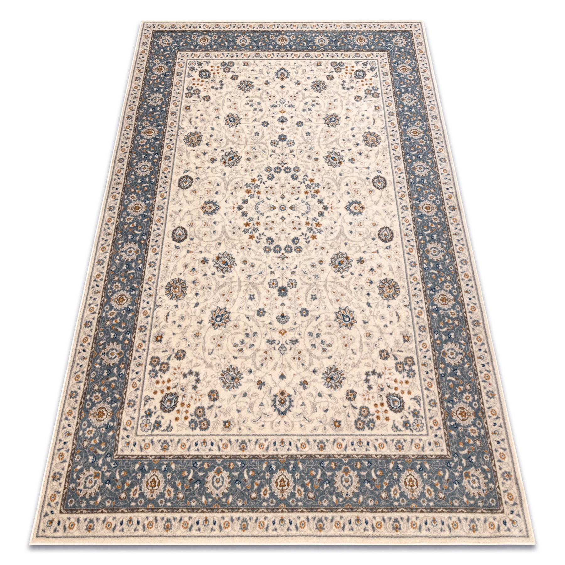Dywan wełniany NAIN Ornament, ramka 7179/51643 beż / niebieski 120x170 cm