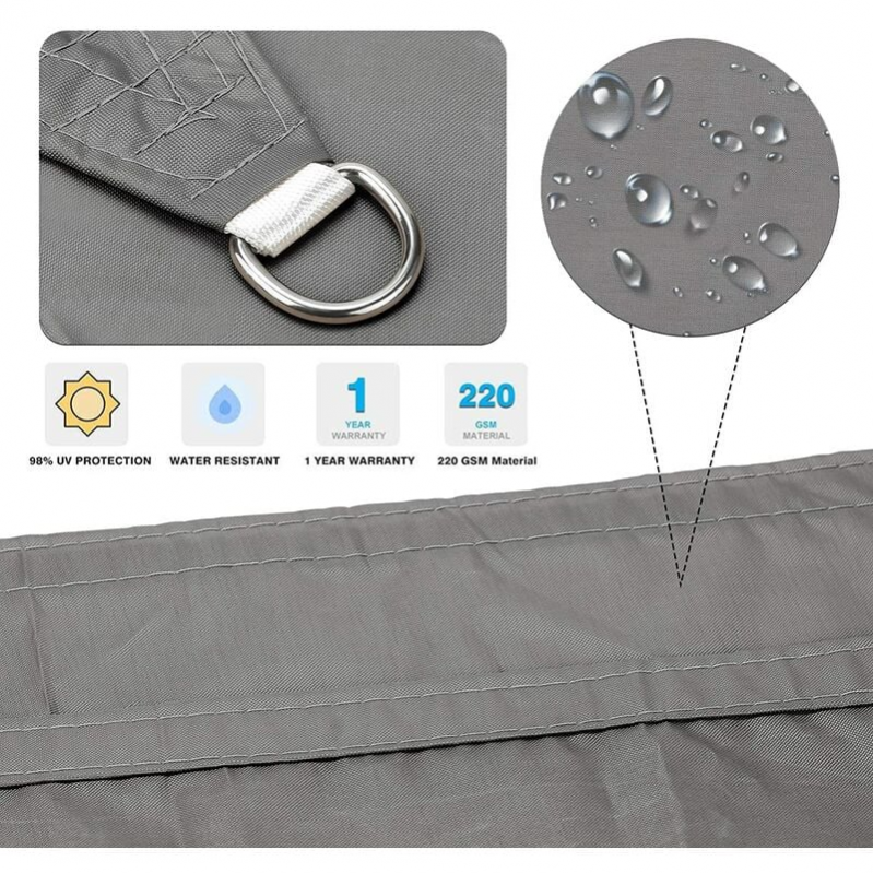 Voile d'ombrage 3 x 5 m : Voile d'ombrage d'extérieur résistante aux UV et imperméable pour jardin et terrasse - 3
