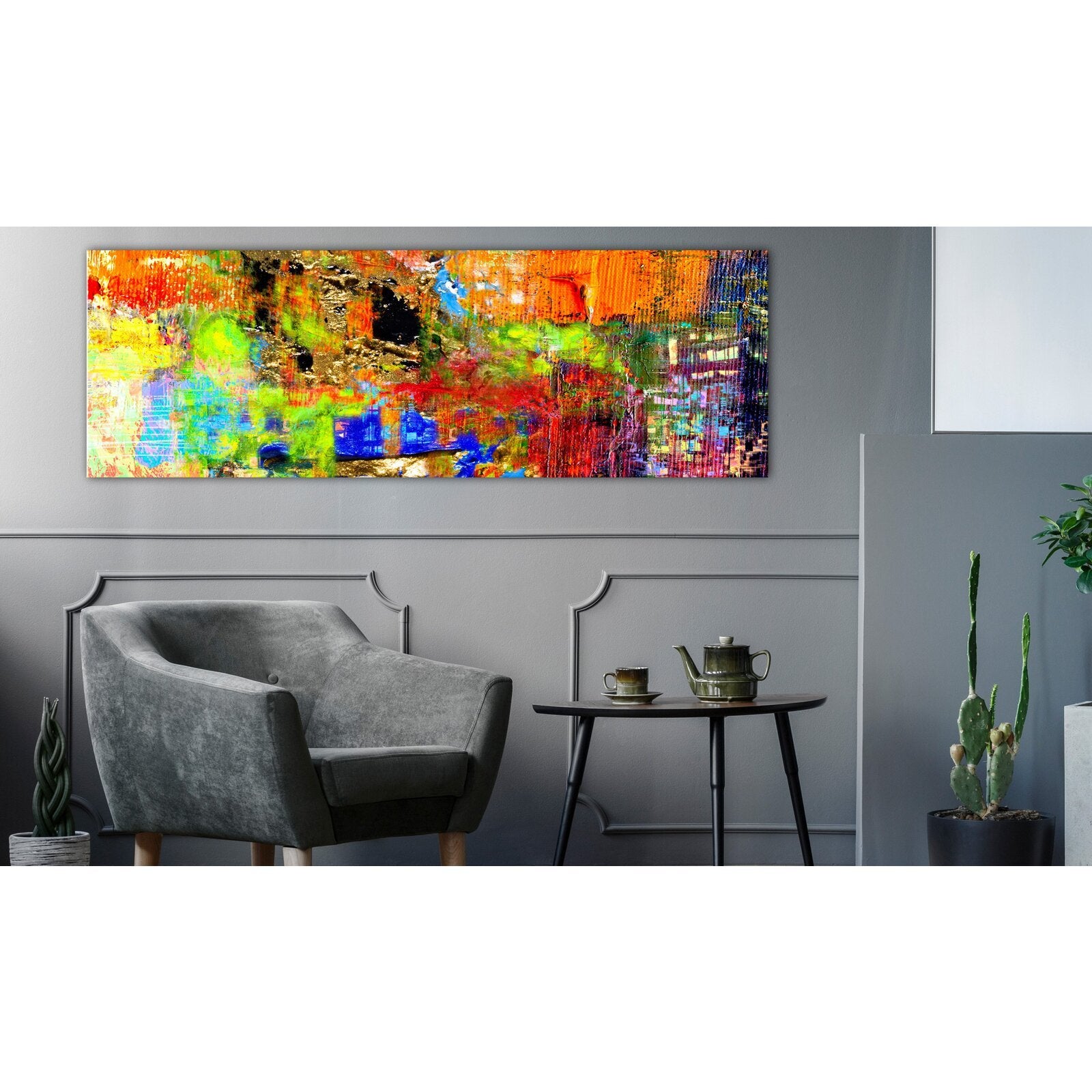 Tableau abstraction colorée étroite - 135 x 45 cm - 2
