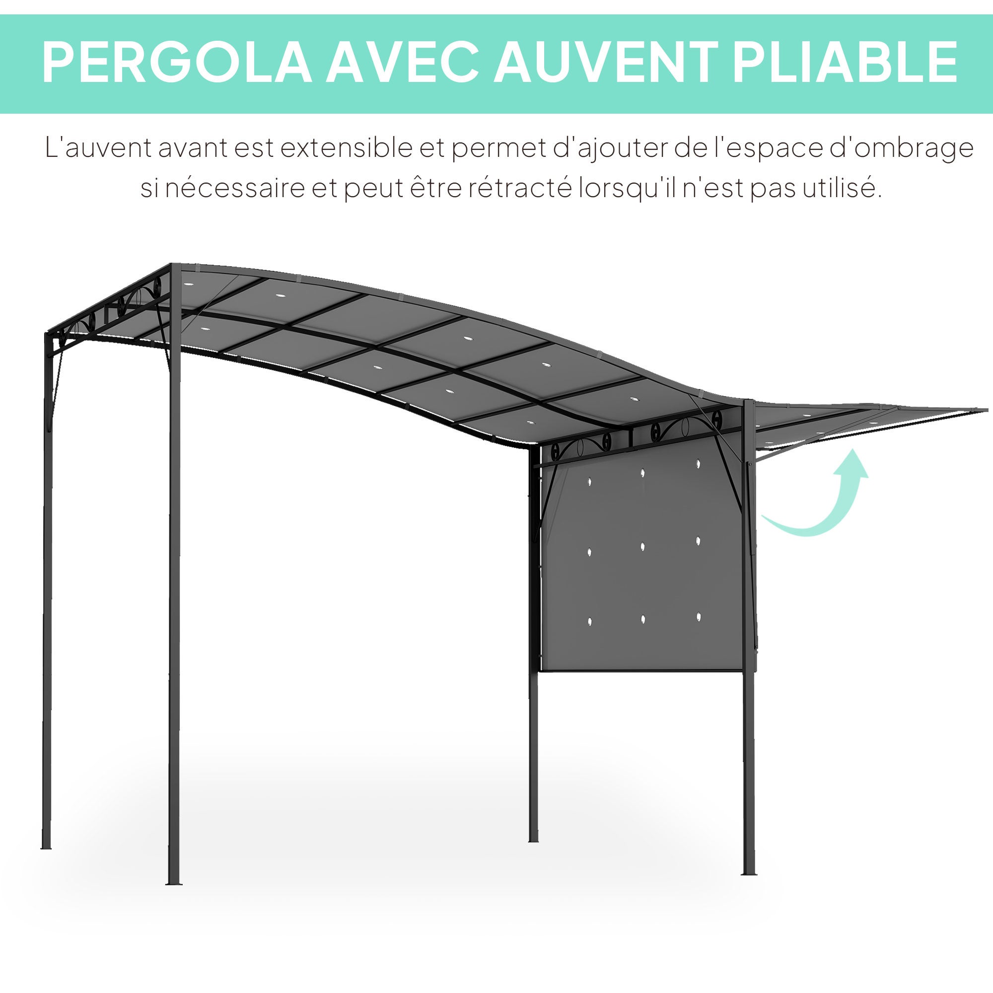 Pergola Gris en Acier 7.5 m² - 4