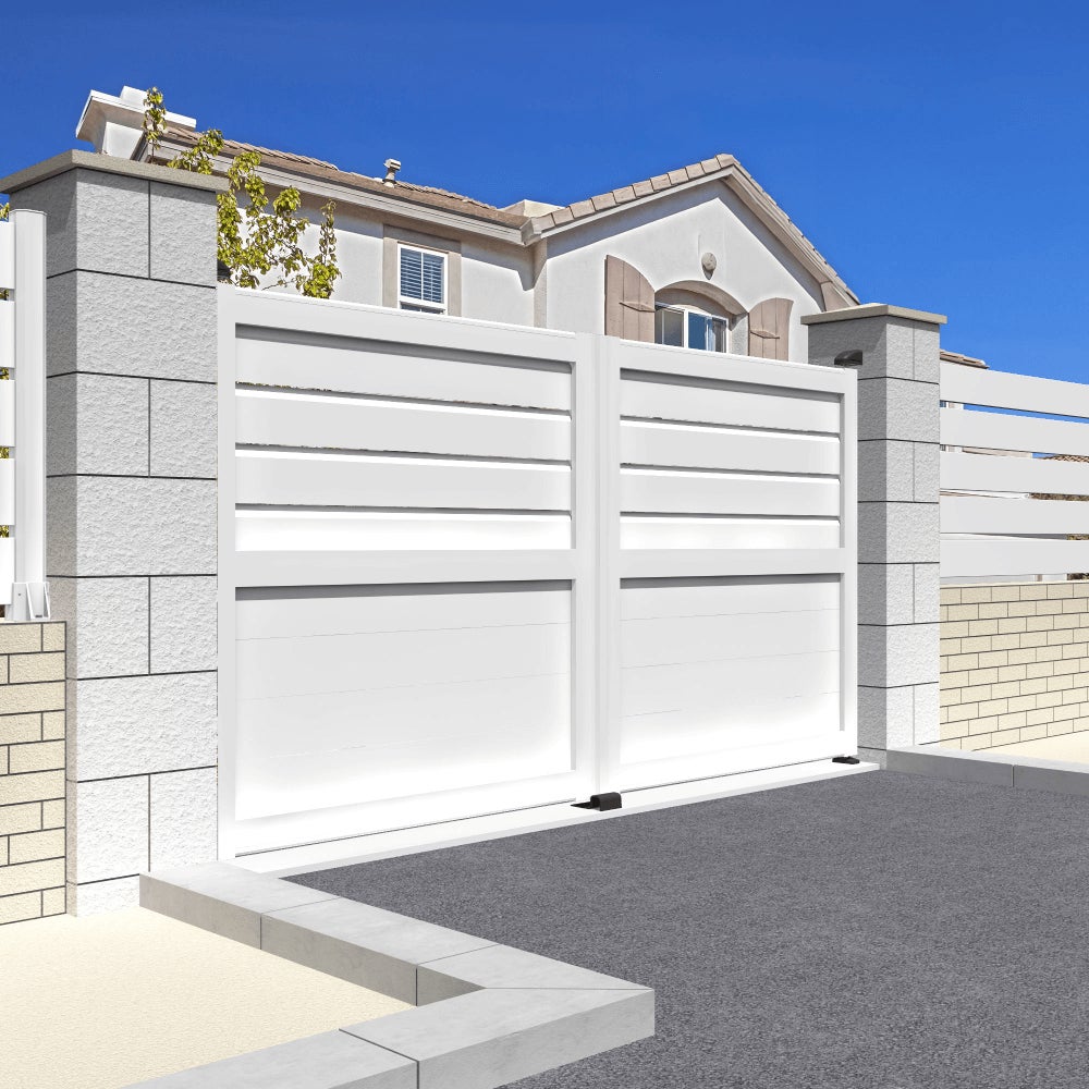 Cancello a battente misto (Bianco - L 4000 x H 1937 mm)