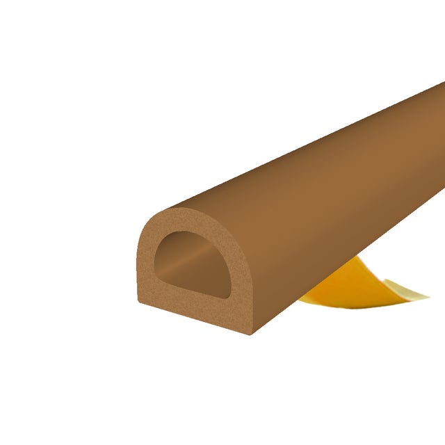 Joint autocollant EPDM D 9x7,5 mm marron pour fenêtres et portes 50 m