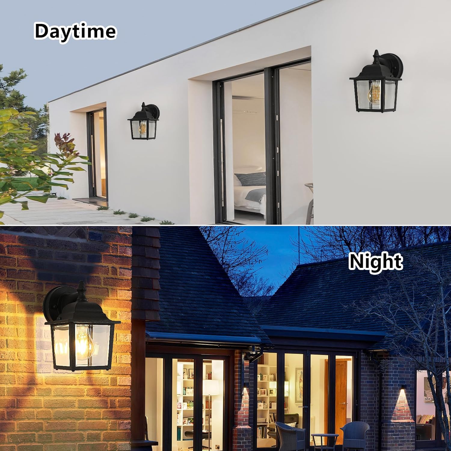 COMELY Applique da Parete Esterno Impermeabile IP44, Lampada da Parete E27 per Porta d’Ingresso, Illuminazione Esterno Portico Nera 21cm - 5