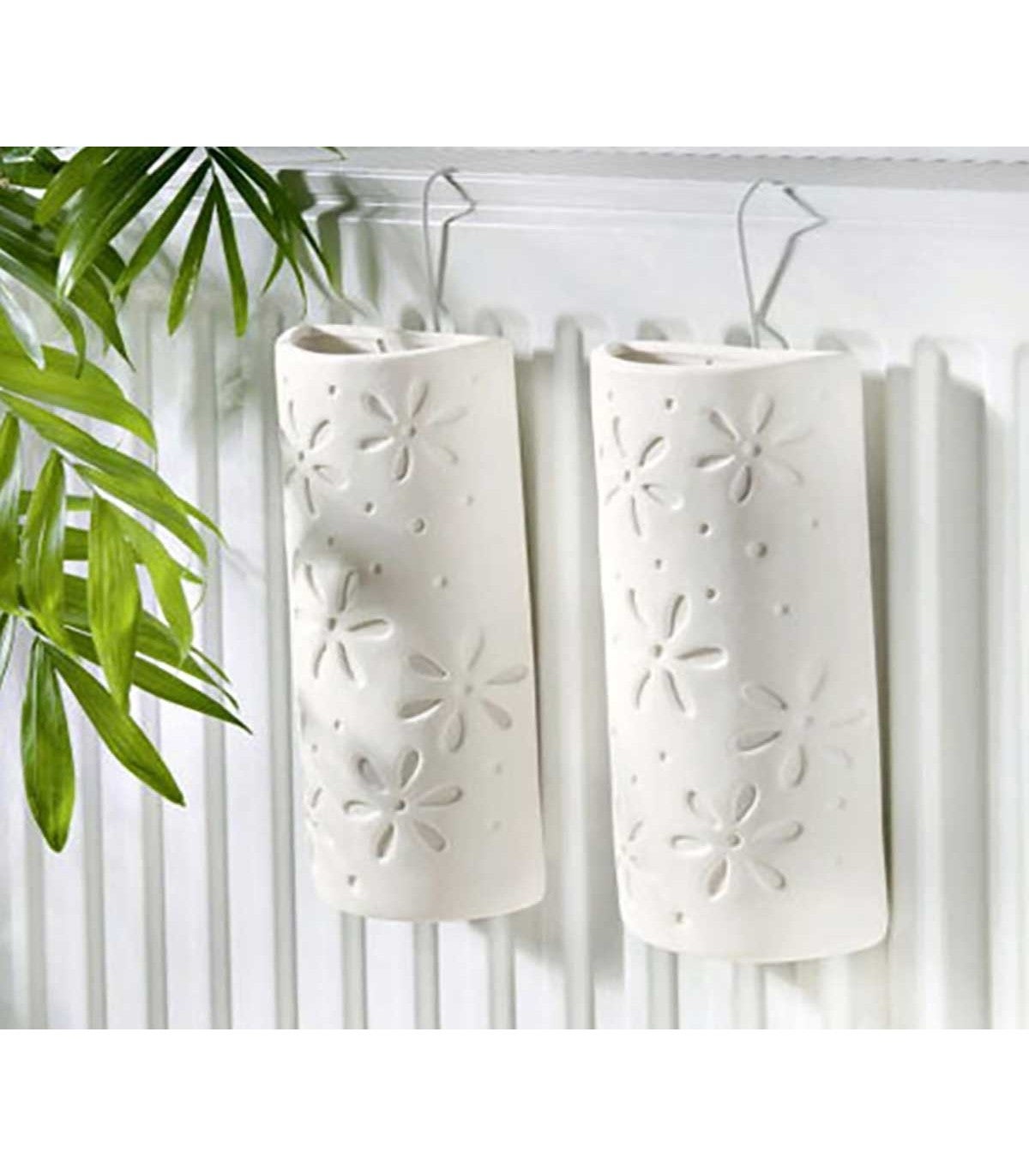 Humidificador de cerámica - Lote de 4 - Blanco, estampado con flores - Loza - 7