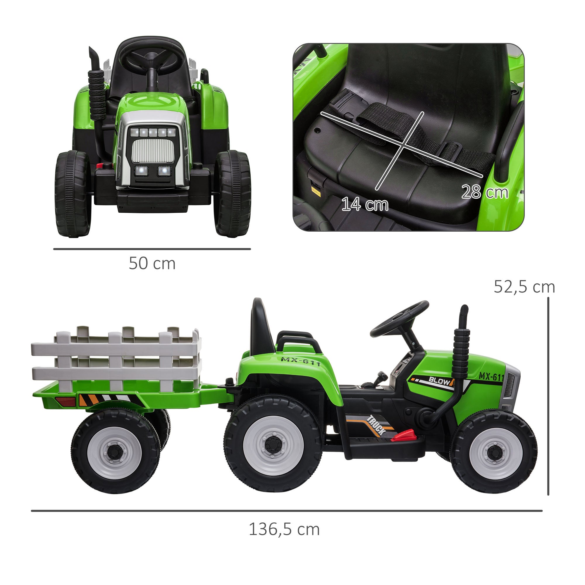 Tracteur électrique enfant PP HOMCOM - 3