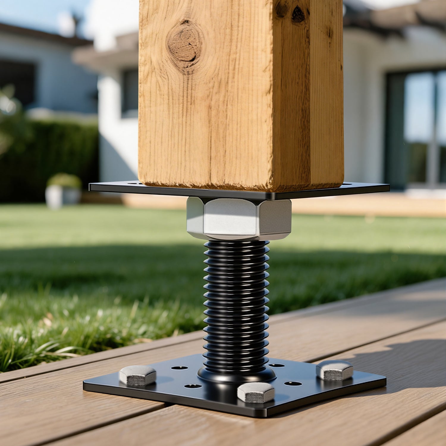 Support de poteau réglable en hauteur pour terrasse, pergola et clôture 30-250 mm Noir 4PCS - 8