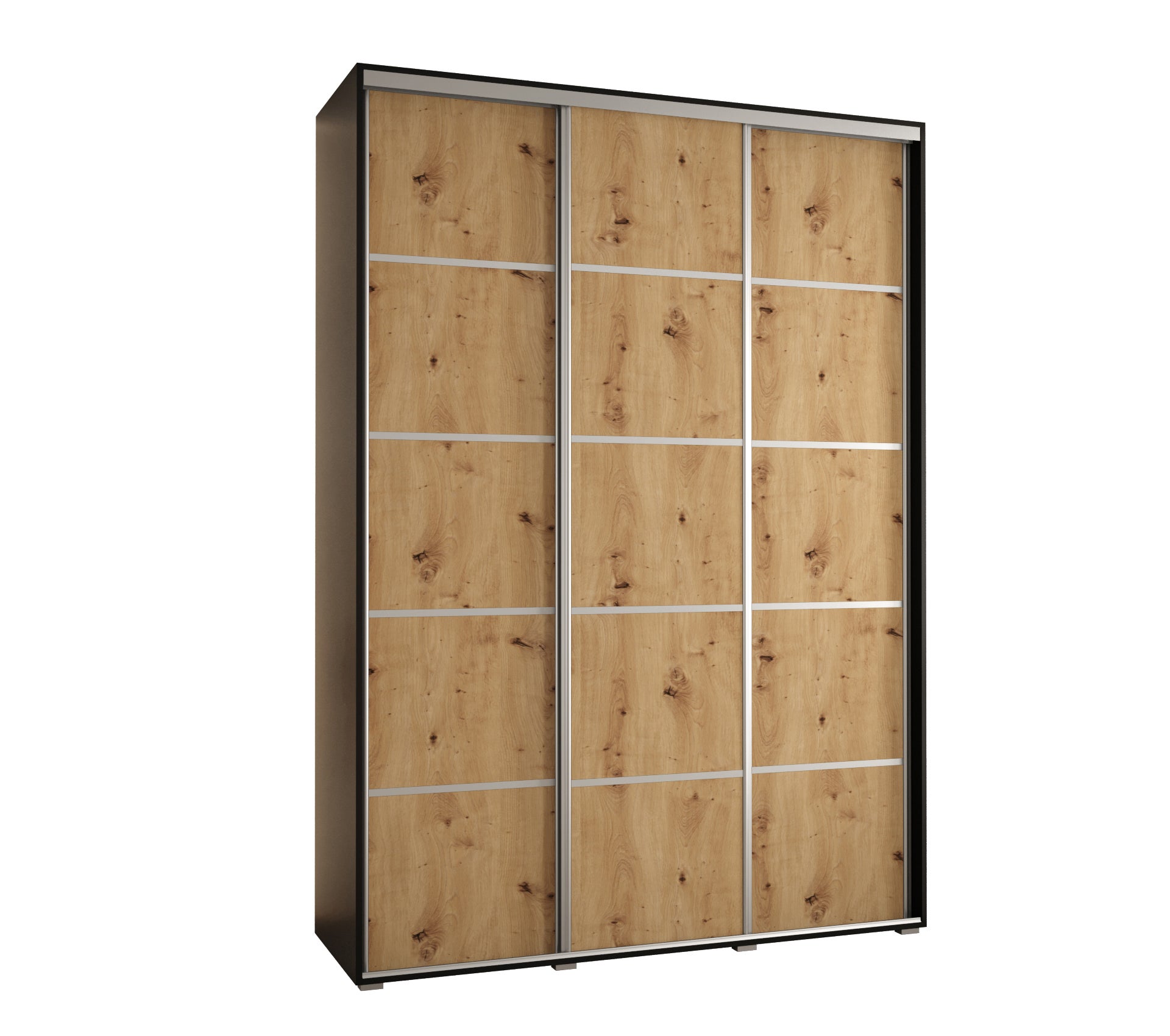 Szafa przesuwna wysoka Davos 4 200 x 60 x 235,2 cm czarny + artisan + u. srebrny - Abiks Meble