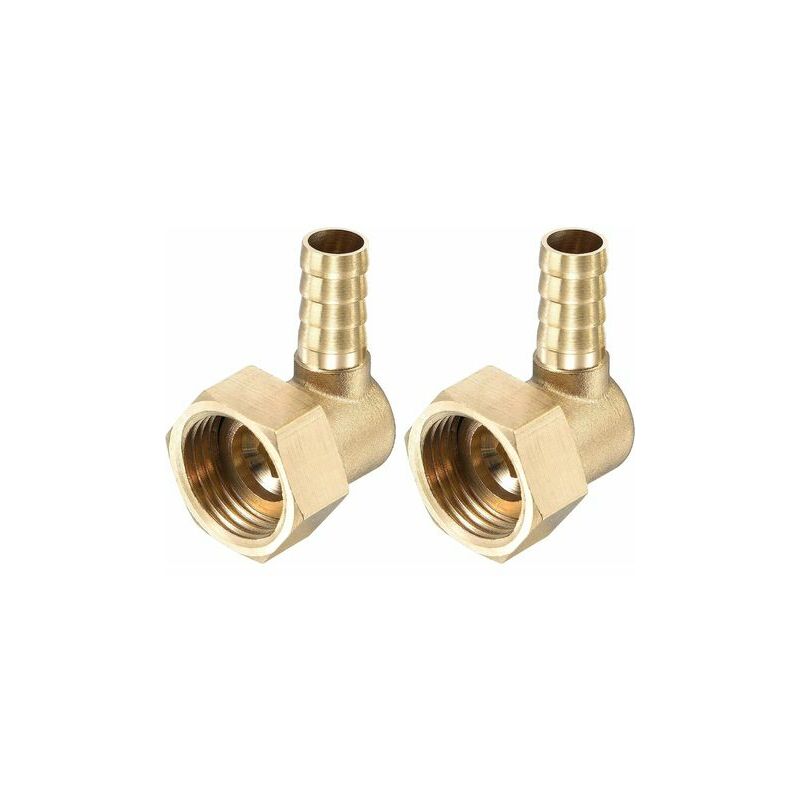Złączka karbowana do rur, mosiężne kolanko 10 mm x G1/2, złącze do rur żeńskich z nakrętką obrotową do wody, paliwa, powietrza, opakowanie 2 szt.
