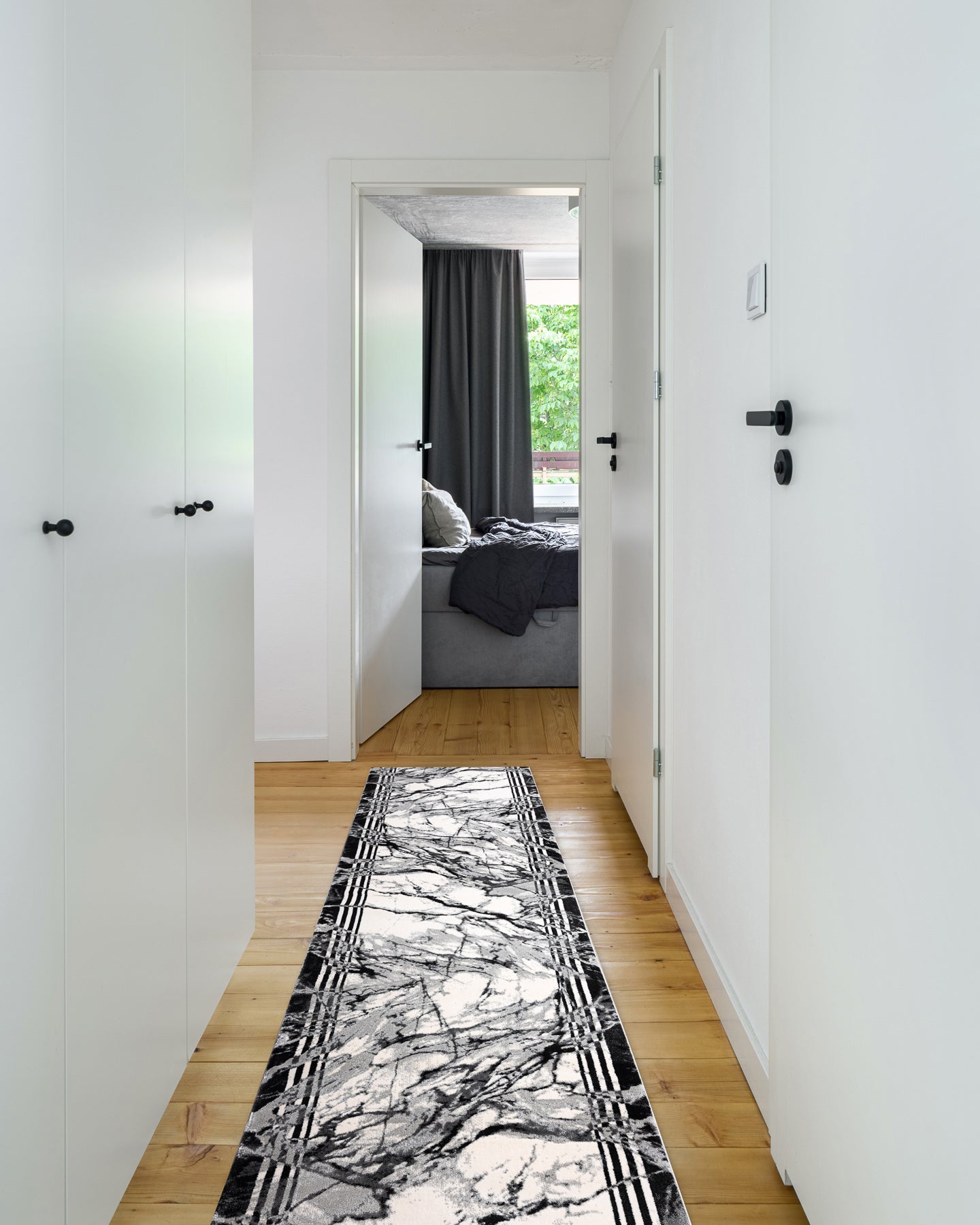 Passatoia TULS 51210 moderno Marmo antracite 80 cm 80x250 cm - 3