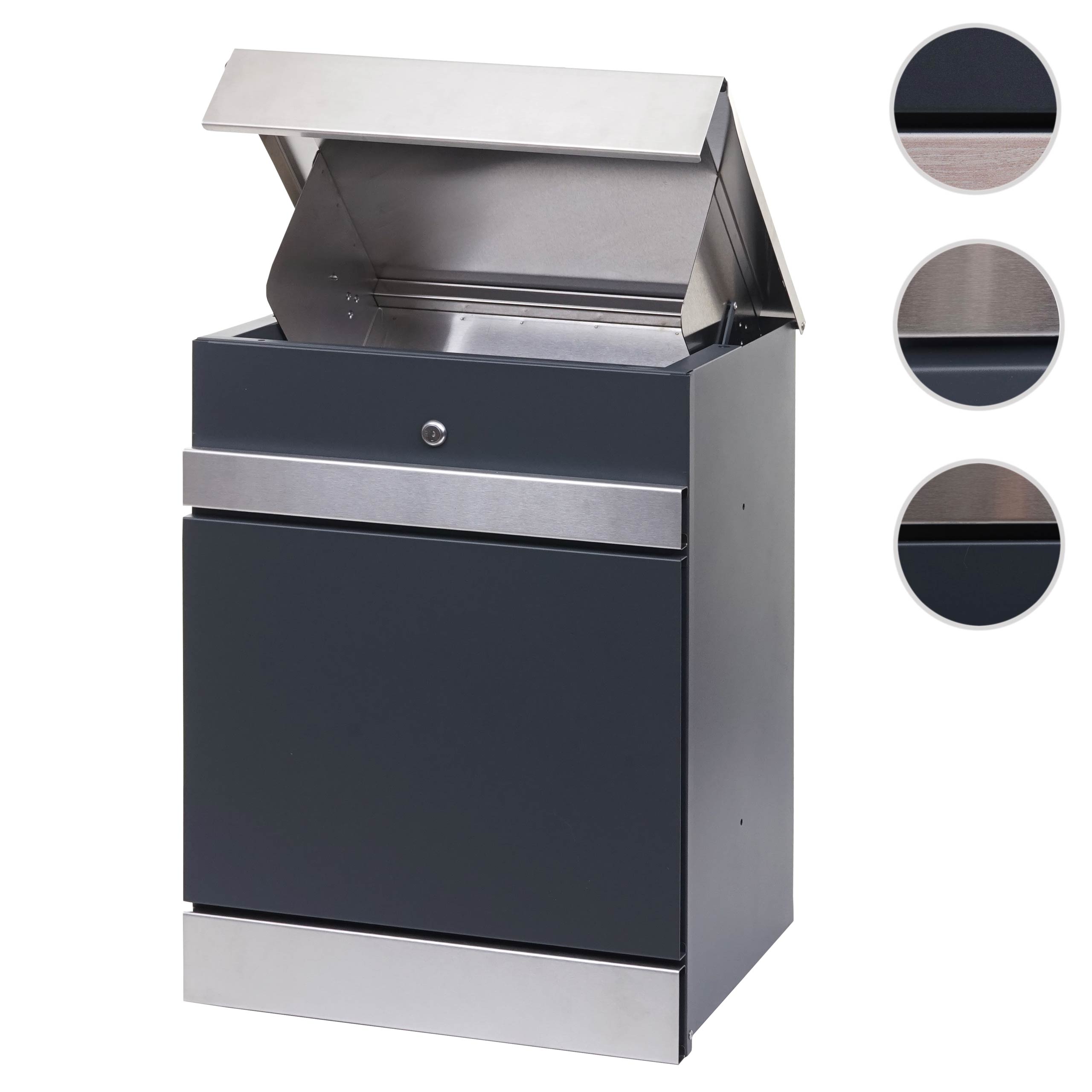 Cassetta portalettere a parete HWC-K41 acciaio zincato 58x45x36cm antracite e grigio - 9