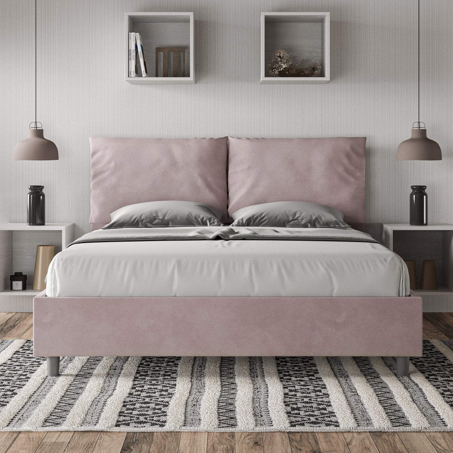 Letto Matrimoniale Contenitore in Microfibra 170x210 Con Rete Antea ...