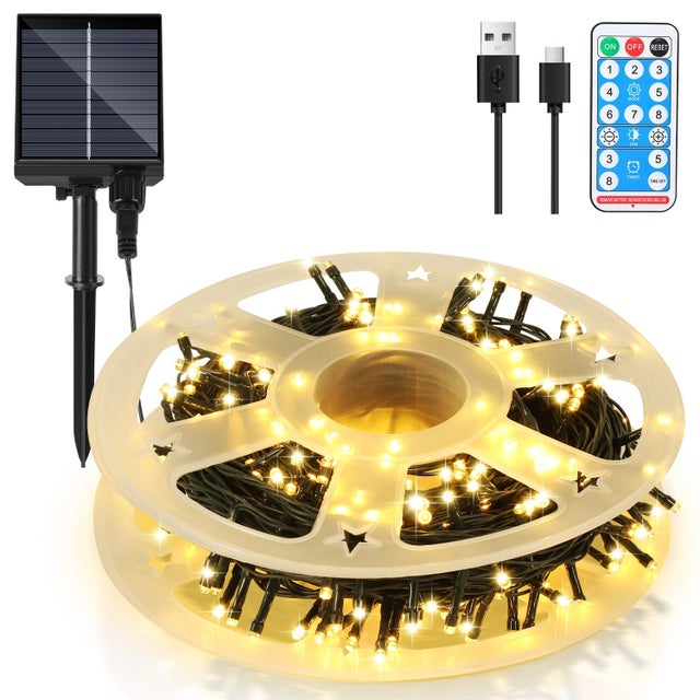 Oświetlenie solarne LED 300 diod LED 30 m IP44 8 trybów Ślub Zewnętrzne Wewnętrzne Ogrodowe Oświetlenie Wewnętrzne Dekoracje świąteczne Ciepła biel
