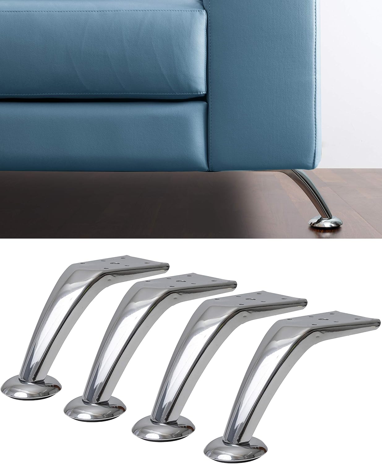 Zestaw 4 nóg do mebli i sof - Zestaw 4 żelaznych nóg - Eleganckie nogi do foteli, szafek, mebli - Kolor chromowany