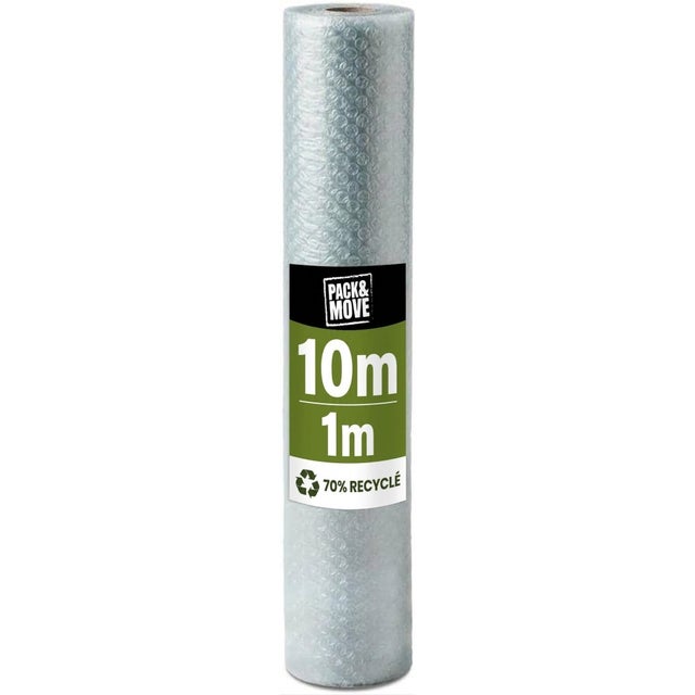 Film à bulle recyclé - Déménagement et expédition - 1 x 10 m - 70% recyclé