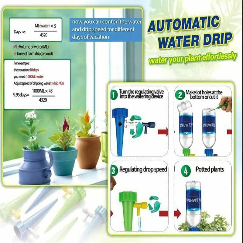 40pcs Goutte à Goutte Bouteille Irrigation Goutte à Goutte Bouteille Arroseur Automatique Plantes Arrosage Goutte a Goutte avec Vannes - 4