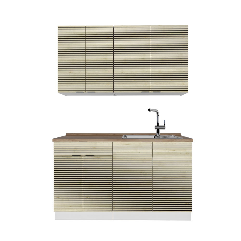 Vicco Pojedyncza kuchnia Fame-Line, Panel dębowy/biały, 140 cm , BP Dąb