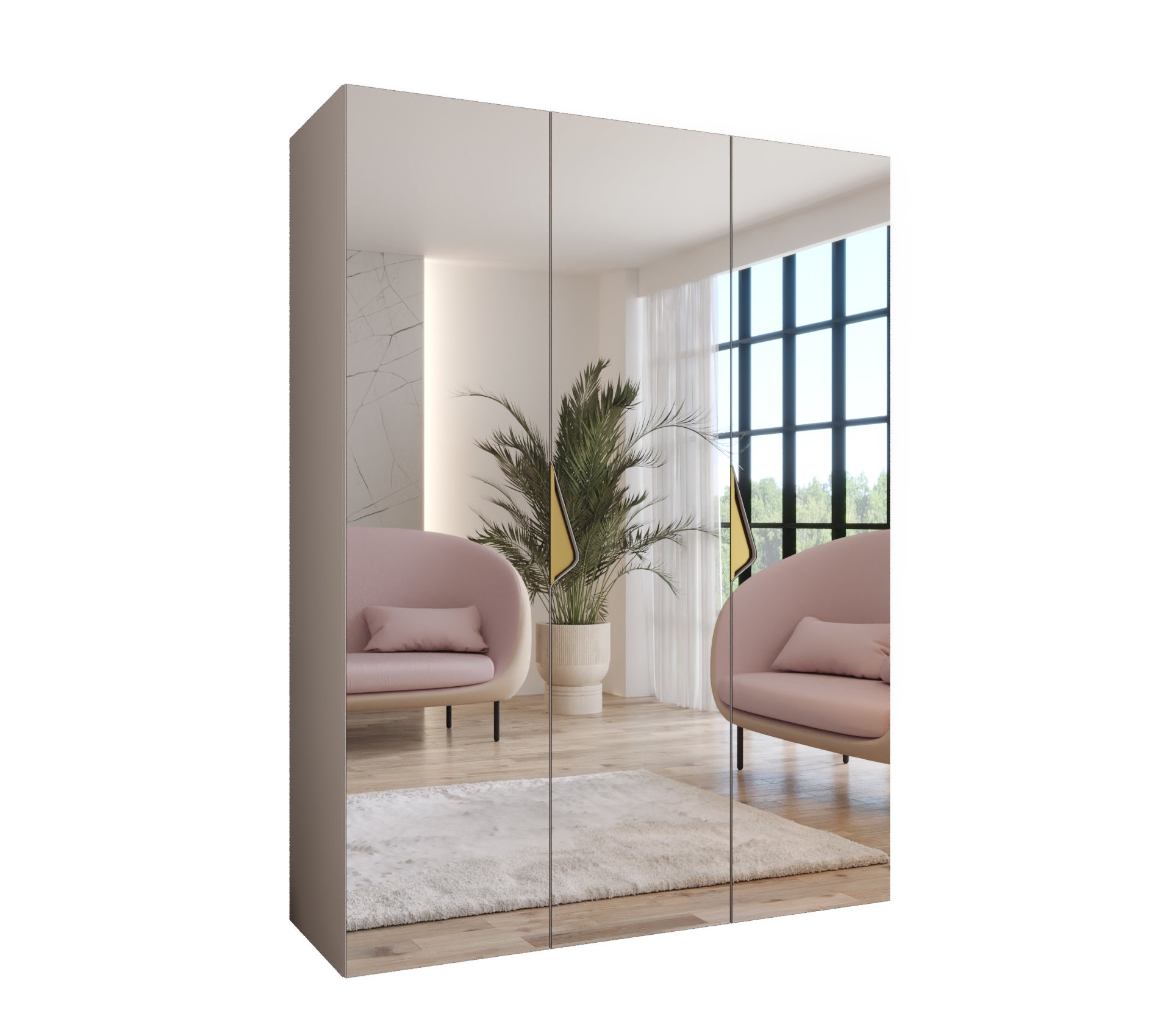 Szafa uchylna otwierana Sandi 3 150 x 52 x 202 cm kaszmir + u. Złoty Abiks Meble
