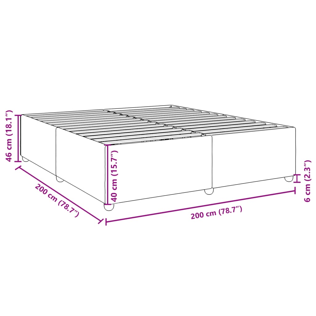 vidaXL Cadre de lit sans matelas gris clair 200x200 cm tissu - 8