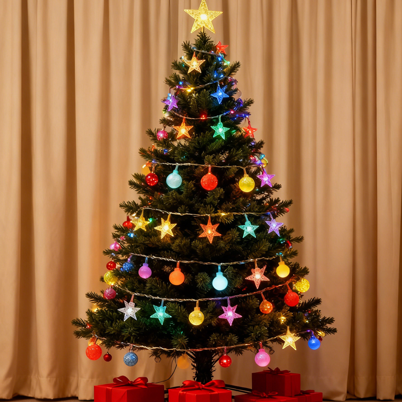 Catena luminosa a risparmio energetico solare da 7 m con 50 LED - Luci colorate per decorazioni da festa/natalizie per interni/esterni - 4