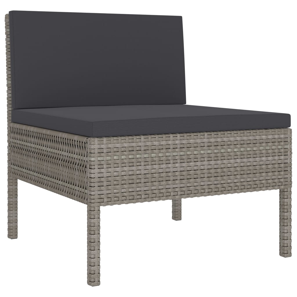 Maison Exclusive - Set Divani da Giardino 6 pz con Cuscini in Polyrattan Grigio - 7