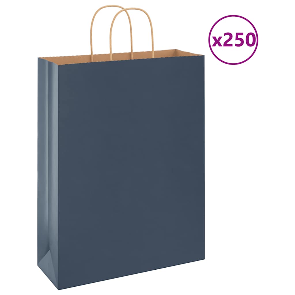 Sacs En Papier Kraft 250 Pcs，sacs Kraft Avec Poignées Bleu 32x12x42 Cm 