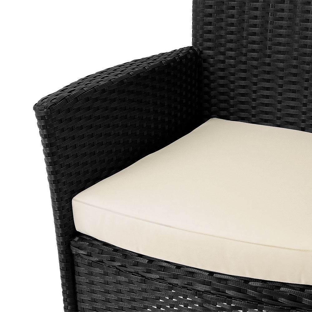 CASARIA® Salon de jardin 6 personnes en Polyrotin 190x90cm Noir chaises empilables ensemble de meubles set de jardin - 4