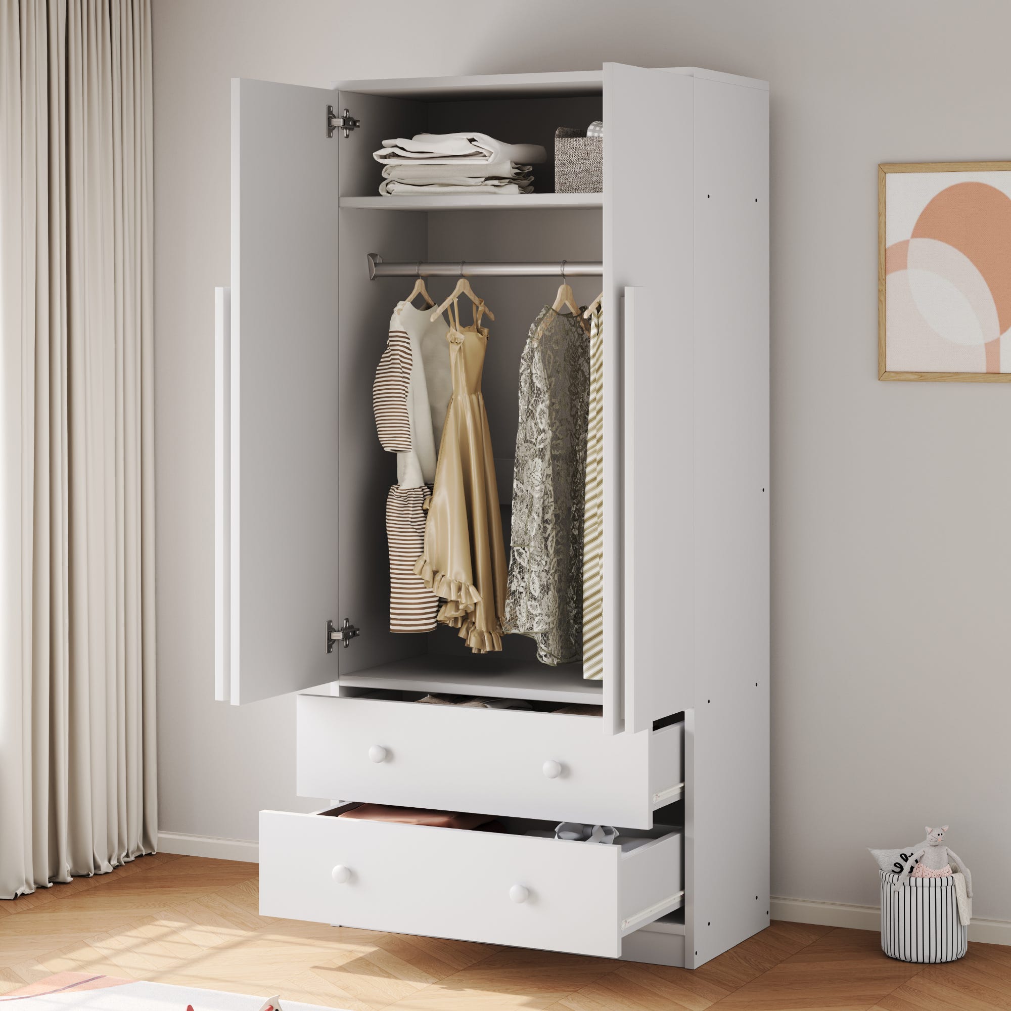 Armadio Ufficio Con 2 Ante E 5 Scomparti - Bianco, 180x74x35 Cm - Foto 8