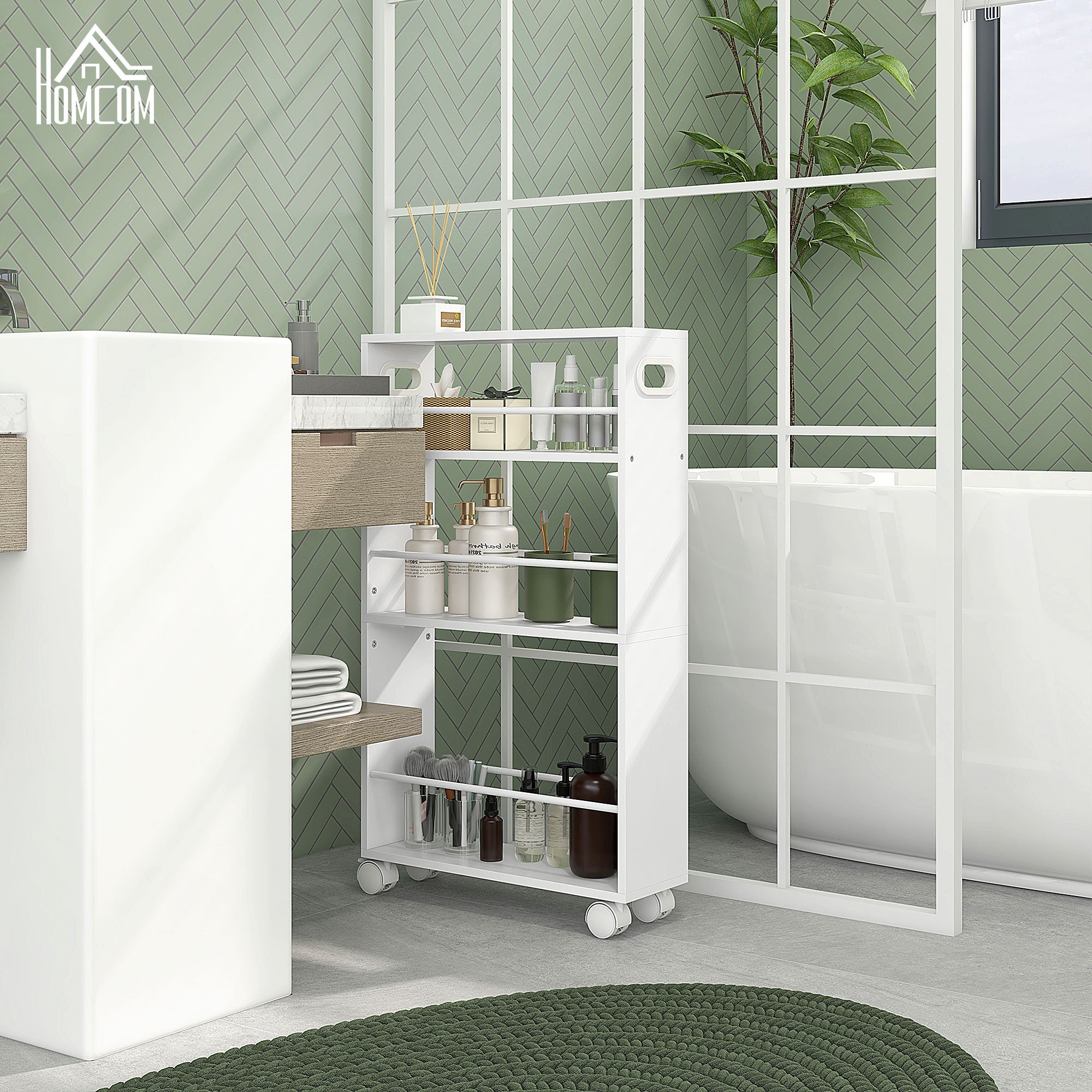 Homcom Carrito Auxiliar Acero 45X15x80 Cm Blanco , Leroy Merlin
