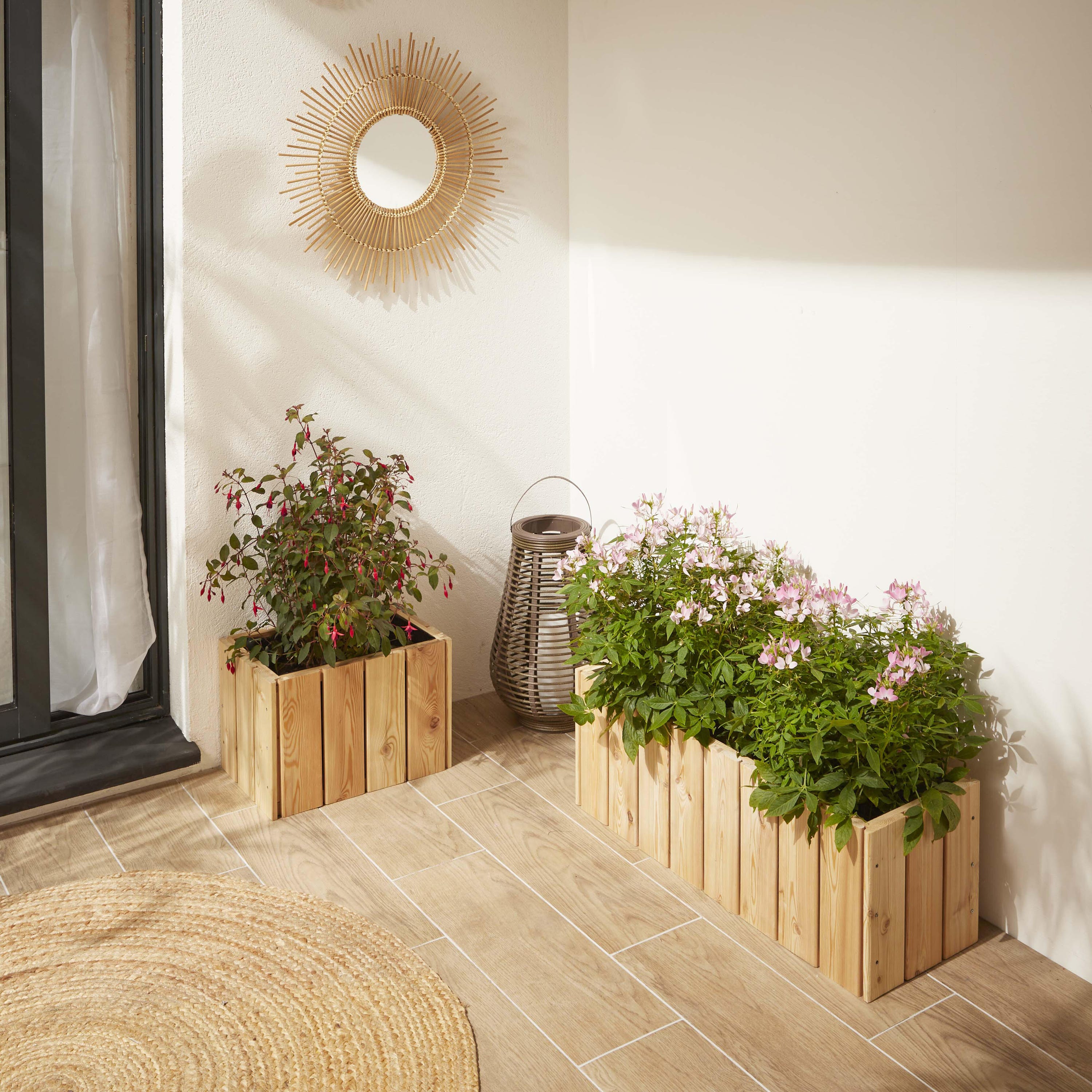 Jardinière en bois Balcon beige 79x28x28 cm - 4