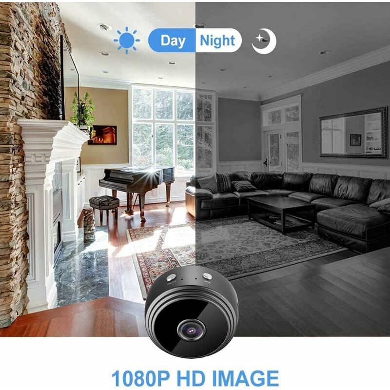 Mini Camera Espion sans Fil HD 1080P Spy Caméra de Surveillance WiFi avec Vision Nocturne et Detecteur, Caméra Video Surveillance - 2
